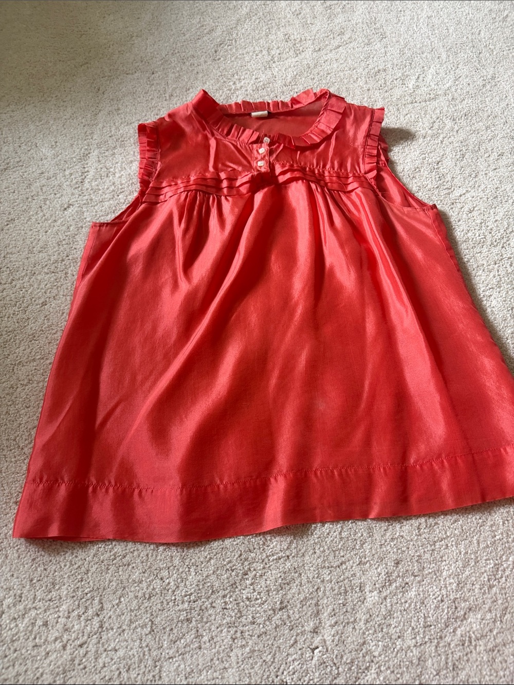 J. Crew Sleeveless Ruffle-Yoke Camisole - Coral